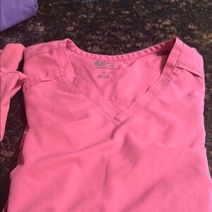 Pink V-Neck Scrub Top. Cureology brand. Used a couple times, great condition!